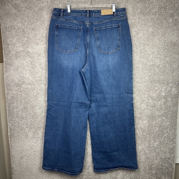 Pink Victoria's Secret Jeans Size 18 Blue Wide Leg High Rise Denim Stretch - Picture 2 of 8